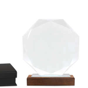 trophée en verre et bois forme octogone – Image 3