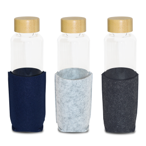 bouteille en verre à bouchon en bamboo avec pochette 600 ml – Image 5