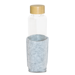 bouteille en verre à bouchon en bamboo avec pochette 600 ml – Image 12