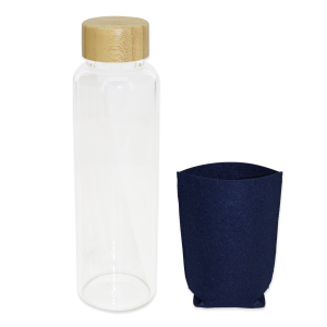 bouteille en verre à bouchon en bamboo avec pochette 600 ml – Image 13