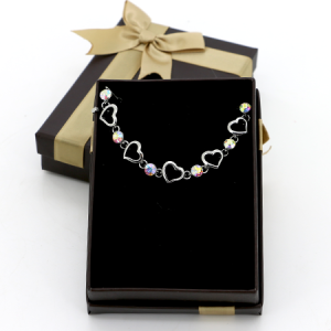 bracelet argent strass cœur – Image 3