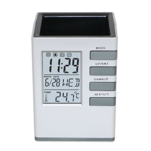 pot à crayon publicitaire avec horloge digitale – Image 4